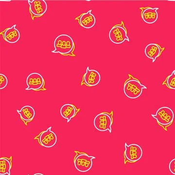Line Project team base icon isolated seamless pattern on red background. Busi Stock Illustration