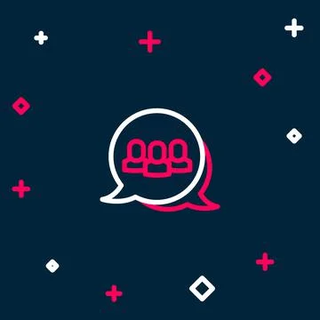 Line Project team base icon isolated on blue background. Business analysis an Illustrazione stock