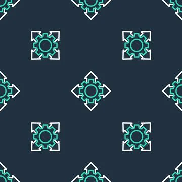 Line Project team base icon isolated seamless pattern on black background. Bu Stock Illustration