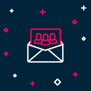 Line Project team base icon isolated on blue background. Business analysis an 스톡 일러스트