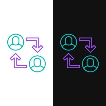 Line Project team base icon isolated on white and black background. Business イラスト素材