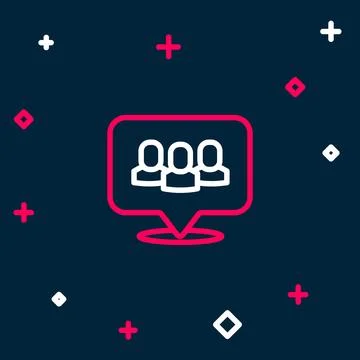 Line Project team base icon isolated on blue background. Business analysis and Stock Illustration