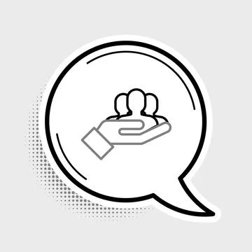 Line Project team base icon isolated on grey background. Business analysis and Illustrazione stock