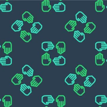 Line Project team base icon isolated seamless pattern on blue background Stock Illustration