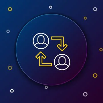 Line Project team base icon isolated on blue background. Business analysis .. Illustrazione stock