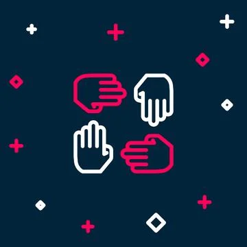 Line Project team base icon isolated on blue background. Business analysis .. Illustrazione stock