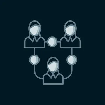 Line Project team base icon isolated on black background. Business analysis.. Stock Illustration