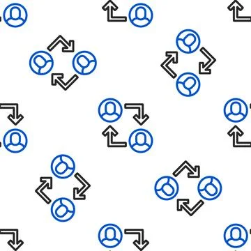 Line Project team base icon isolated seamless pattern on white background. .. 库存插图