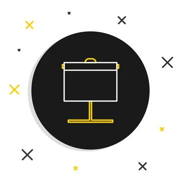 Line Projection screen icon isolated on white background. Business presentation Stock Illustration