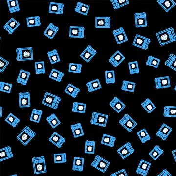 Line Proof of stake icon isolated seamless pattern on black background Illustrazione stock