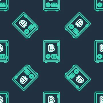 Line Proof of stake icon isolated seamless pattern on black background Stock Illustration