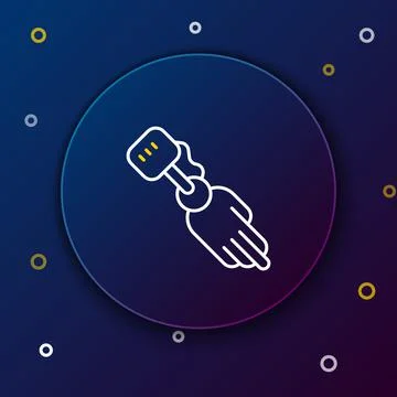 Line Prosthesis hand icon isolated on blue background. Futuristic concept of Stock Illustration