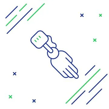 Line Prosthesis hand icon isolated on white background. Futuristic concept of Illustrazione stock
