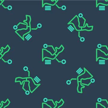 Line Prosthesis hand icon isolated seamless pattern on blue background Illustrazione stock