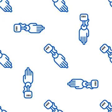 Line Prosthesis hand icon isolated seamless pattern on white background Stockillustratie