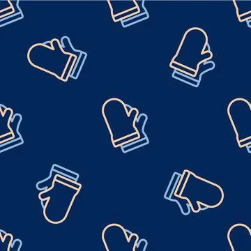 Line Protective gloves icon isolated seamless pattern on blue background 스톡 일러스트