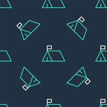 Line Protest camp icon isolated seamless pattern on black background. Protesting Stock Illustration