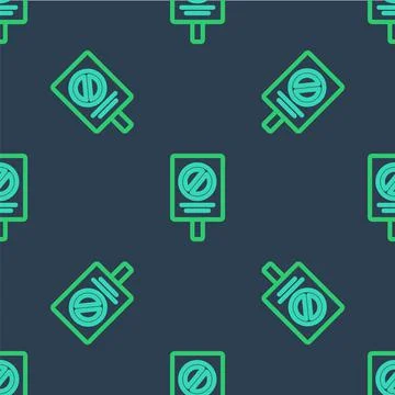 Line Protest icon isolated seamless pattern on blue background. Meeting Stock Illustration