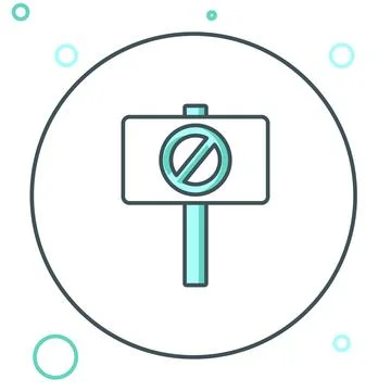 Line Protest icon isolated on white background. Meeting, protester, picket, s Stock Illustration