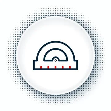 Line Protractor grid for measuring degrees icon isolated on white background Stock Illustration