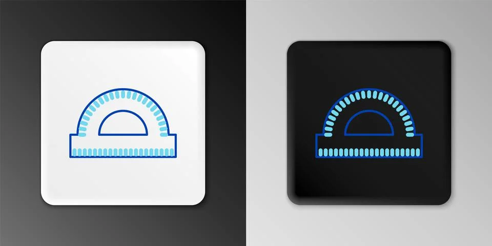 Line Protractor grid for measuring degrees icon isolated on grey background Stock Illustration