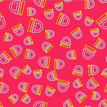 Line Protractor grid for measuring degrees icon isolated seamless pattern o.. Stock Illustration