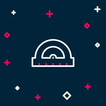 Line Protractor grid for measuring degrees icon isolated on blue background.. Stock Illustration
