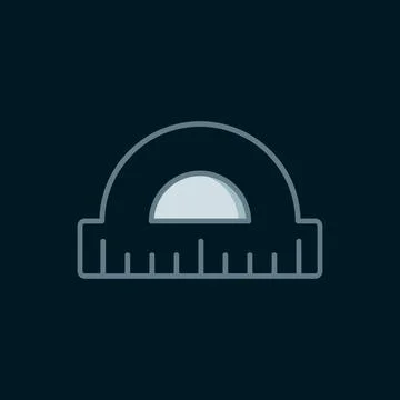 Line Protractor grid for measuring degrees icon isolated on black backgroun.. 库存插图
