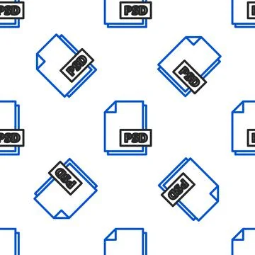 Line PSD file document. Download psd button icon isolated seamless pattern on Illustrazione stock
