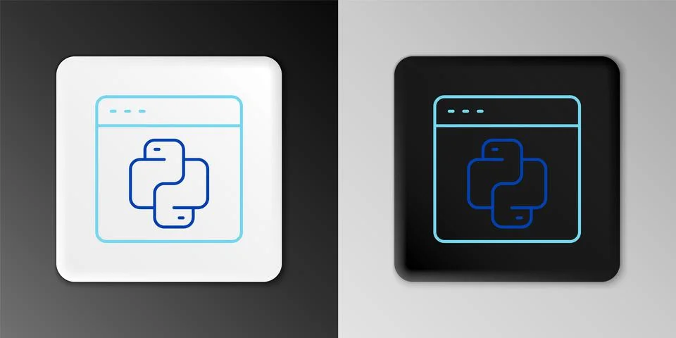 Line Python programming language icon isolated on grey background. Python coding Stock Illustration