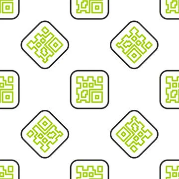 Line QR code sample for smartphone scanning icon isolated seamless pattern on Stock Illustration