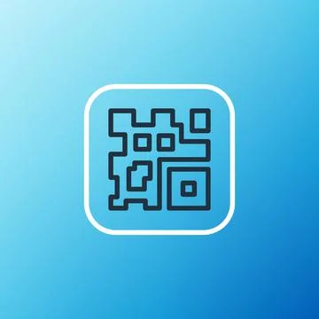 Line QR code sample for smartphone scanning icon isolated on blue background Stockillustratie