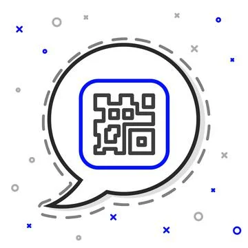Line QR code sample for smartphone scanning icon isolated on white background Stockillustratie