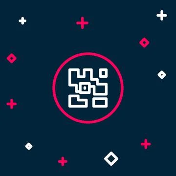 Line QR code sample for smartphone scanning icon isolated on blue background Stockillustratie