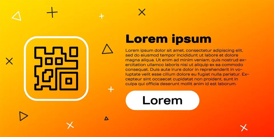 Line QR code sample for smartphone scanning icon isolated on yellow backgro.. Stock Illustration