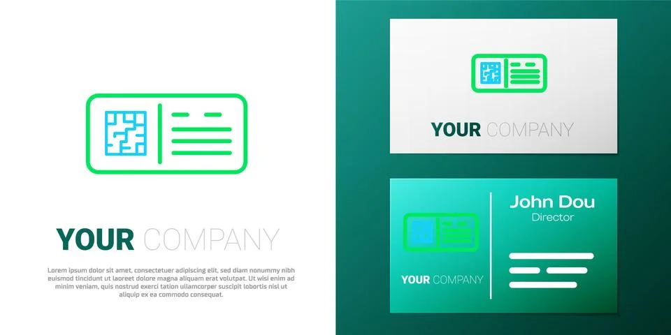 Line QR code ticket train icon isolated on white background. Colorful outline Illustrazione stock