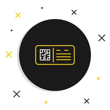 Line QR code ticket train icon isolated on white background. Colorful outline Stock-Illustration