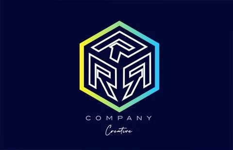 Line R three letter cube alphabet letter logo icon design with polygon desi.. Stock Illustration