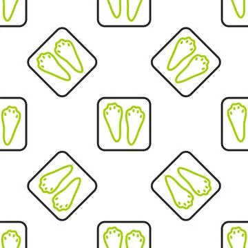 Line Rabbit and hare paw footprint icon isolated seamless pattern on white .. Illustrazione stock
