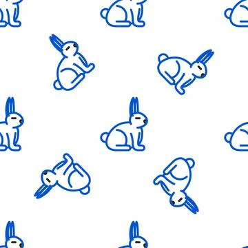 Line Rabbit icon isolated seamless pattern on white background. Colorful outline Stockillustratie