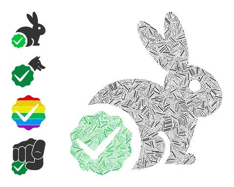 Line For Rabbits Only Icon Vector Collage Stock Illustration