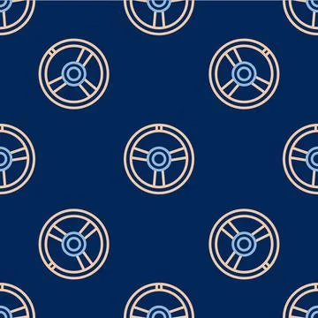 Line Racing steering wheel icon isolated seamless pattern on blue background Illustrazione stock