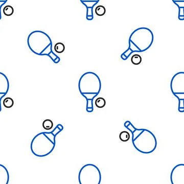 Line Racket for playing table tennis icon isolated seamless pattern on white Stock Illustration
