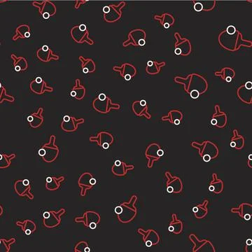 Line Racket for playing table tennis icon isolated seamless pattern on black Stock Illustration