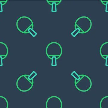 Line Racket for playing table tennis icon isolated seamless pattern on blue Stock Illustration