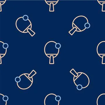 Line Racket for playing table tennis icon isolated seamless pattern on blue Stock Illustration