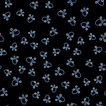 Line Racket for playing table tennis icon isolated seamless pattern on black Stock Illustration