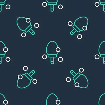 Line Racket for playing table tennis icon isolated seamless pattern on black Stock Illustration