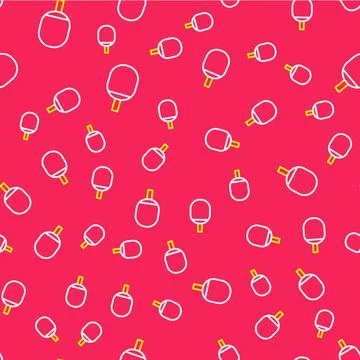 Line Racket for playing table tennis icon isolated seamless pattern on red Stock Illustration