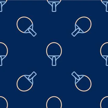 Line Racket for playing table tennis icon isolated seamless pattern on blue Stock Illustration